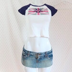 limited too union jack baby tee raglan crop top vintage y2k